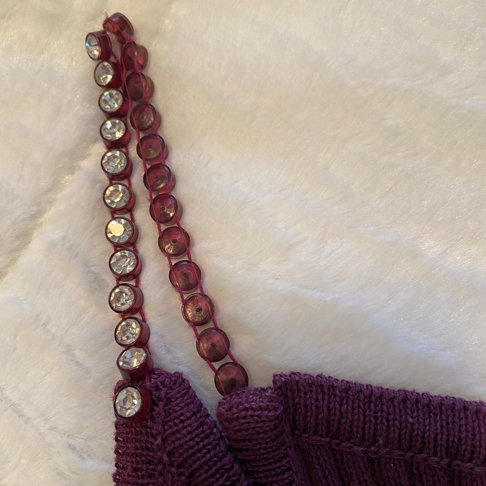 ***PRICE DROP  Von Saken, purple tank sweater w/rhinestone accents on straps; S - Picture 3 of 6